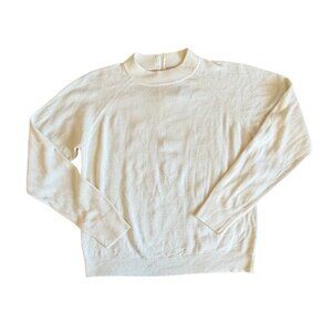 Stitches In Time Vintage Zippered Back Acrylic Sweater-Cream-M-GUC